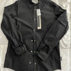 Nununu black dress up shirt - deconstructed hemline